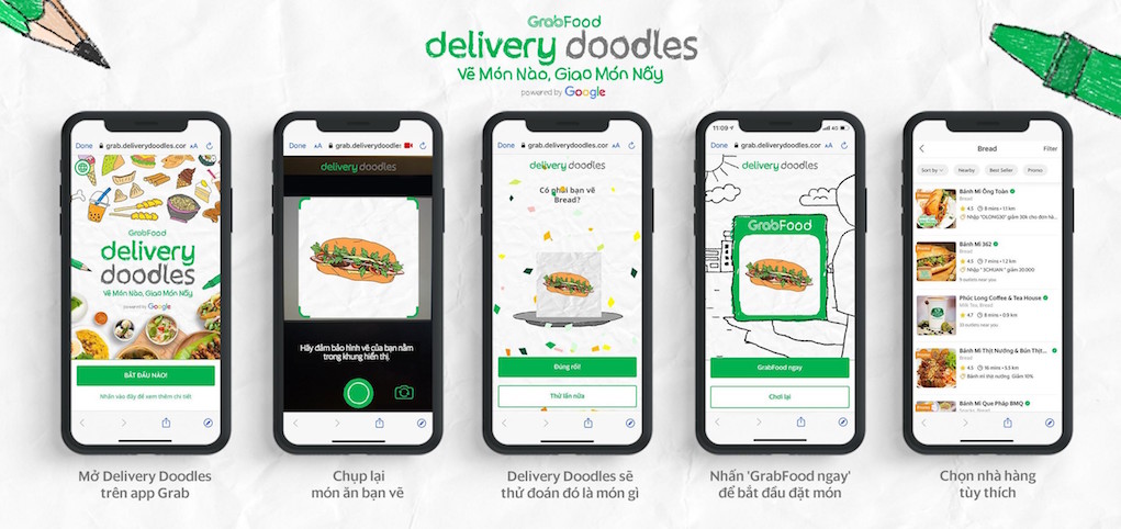 Grab ra mắt Delivery Doodles, dùng AI của Google biến nét vẽ thành món ăn giao tận tay