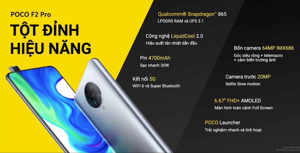 POCO F2 Pro ra mắt: camera thò thụt 20MP cùng nhiều tính năng thú vị