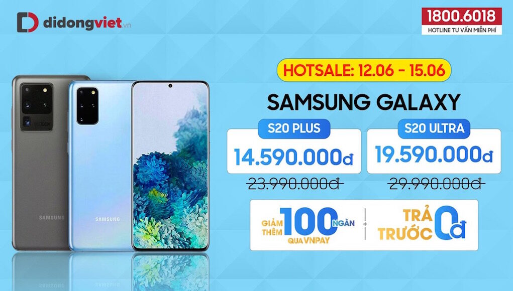 Di Động Việt bán Galaxy S20 Plus, S20 Ultra giảm giá đến 10,4 triệu trong 4 ngày