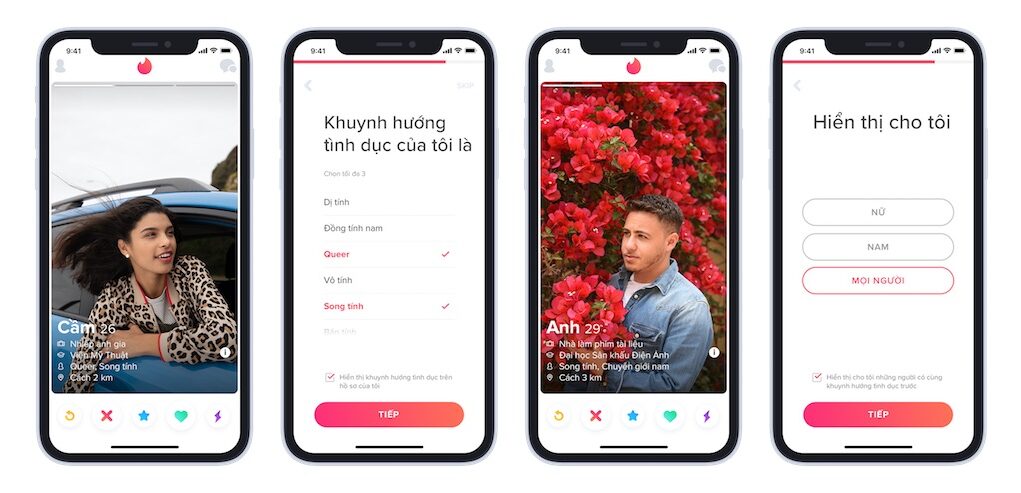 Tinder đa dạng hóa về giới tính và khuynh hướng tính dục tại Việt Nam