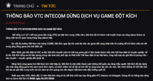 Game Đột Kích do VTC Games phát hành sẽ ngừng cung cấp từ 1/7