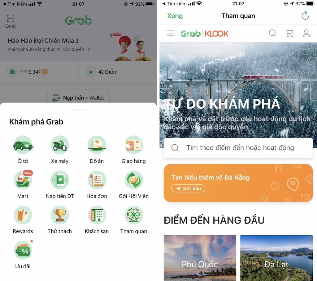 Grab hợp tác Klook mang trải nghiệm du lịch mới