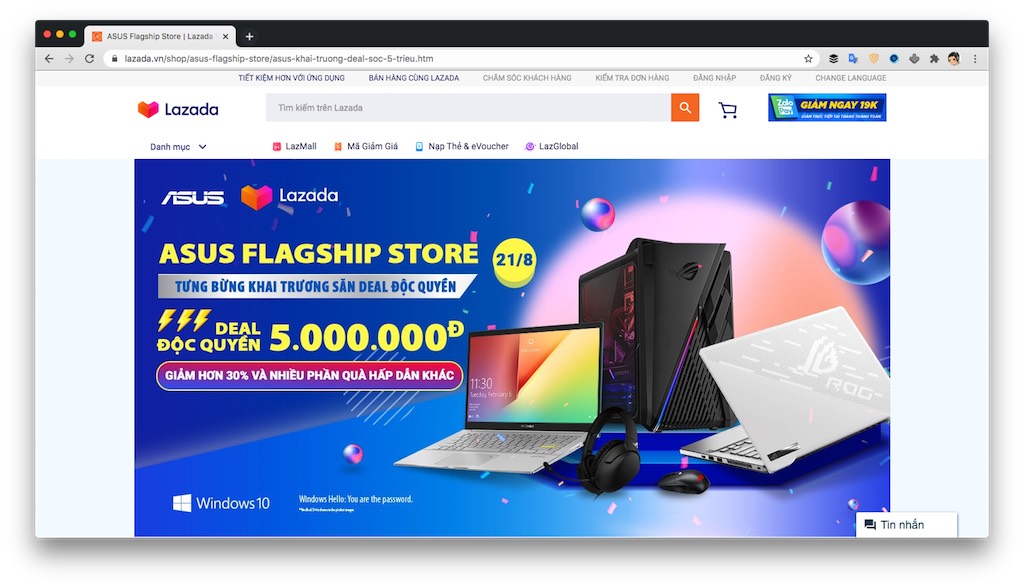 Khai trương ASUS Flagship Store x LazMall trên Lazada