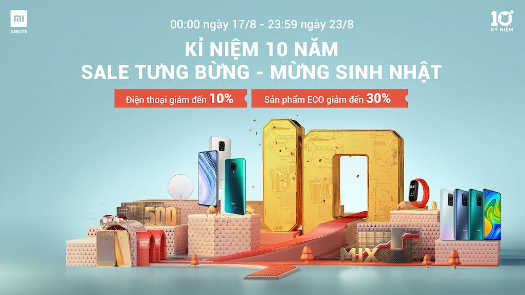 Xiaomi tổ chức khuyến mãi mừng chặng đường 10 năm thành lập