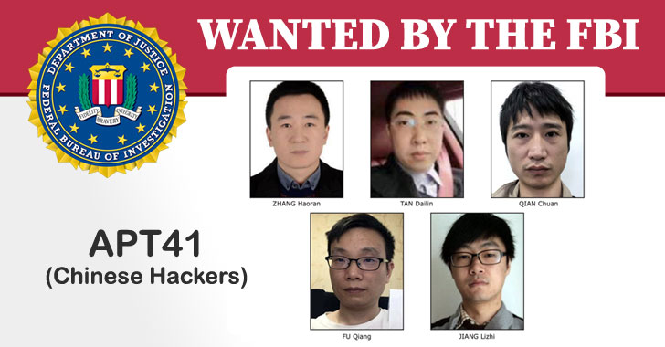 FBI phát lệnh truy nã 5 thành viên nhóm tin tặc APT41 của Trung Quốc