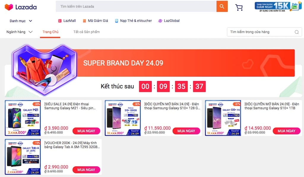 Samsung hợp tác Lazada qua sự kiện mua sắm Ngày siêu thương hiệu