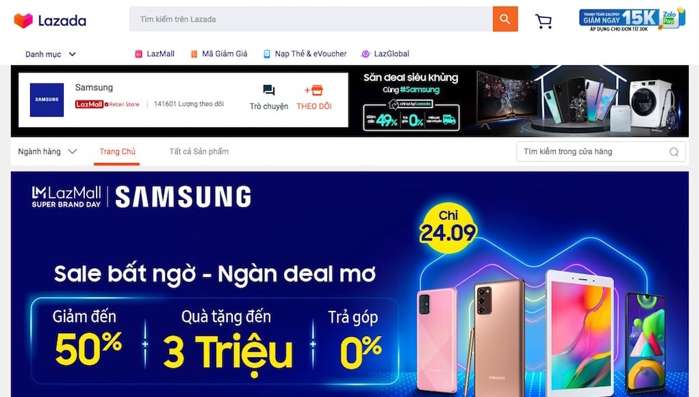 Samsung hợp tác Lazada qua sự kiện mua sắm Ngày siêu thương hiệu