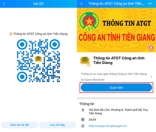 Công an tỉnh Tiền Giang tuyên truyền an toàn giao thông qua Zalo