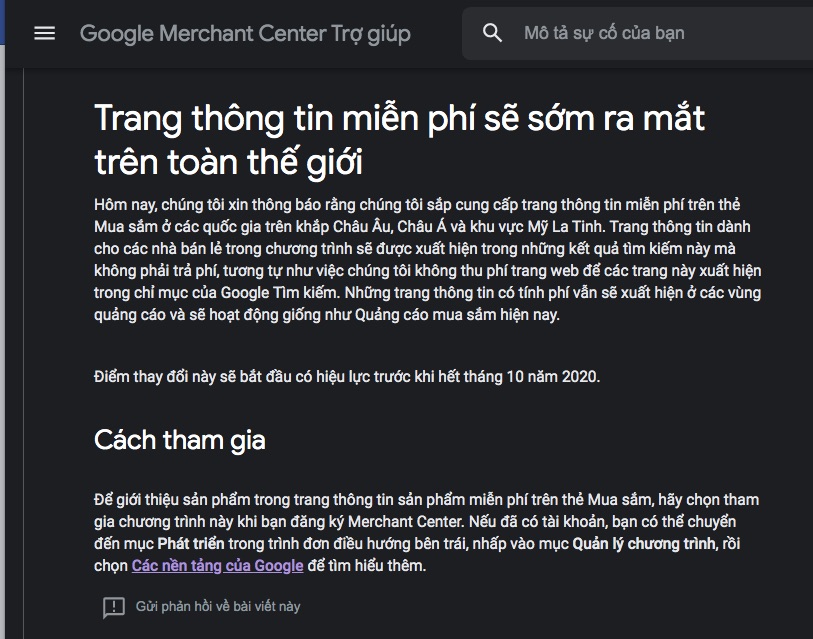 Google Shopping miễn phí giới thiệu hàng hóa cho nhà bán lẻ