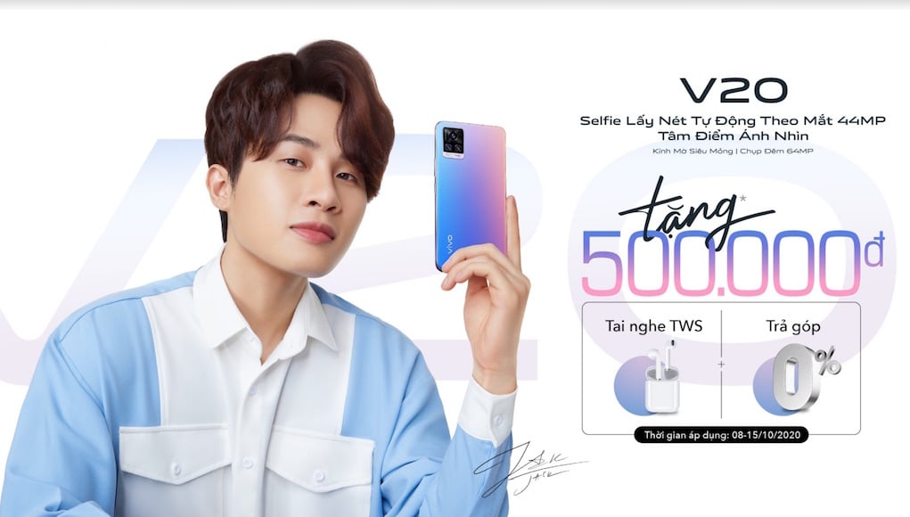 Vivo V20 mở đặt cọc từ 8/10, nghệ sĩ Jack làm gương mặt đại diện