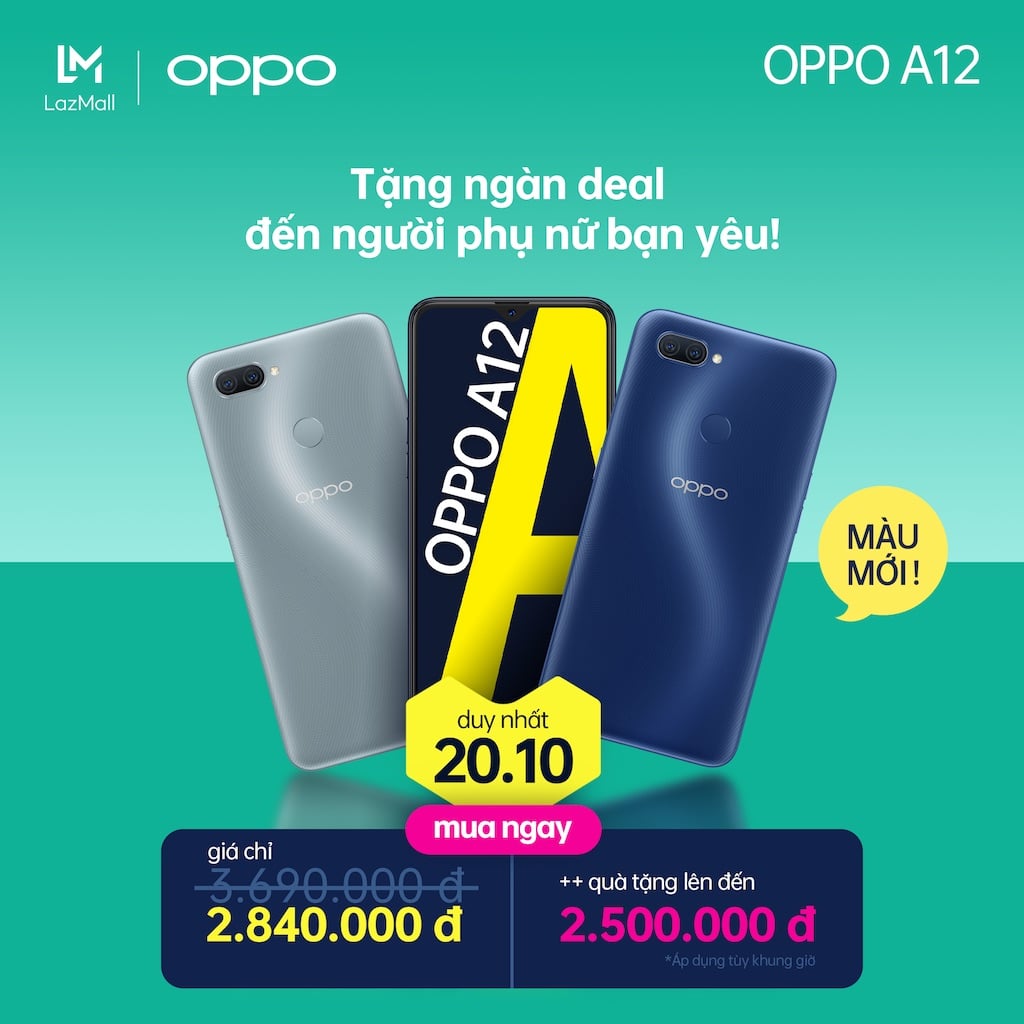 OPPO A12 có hai màu mới, bán độc quyền trên Lazada vào Ngày Phụ nữ Việt Nam