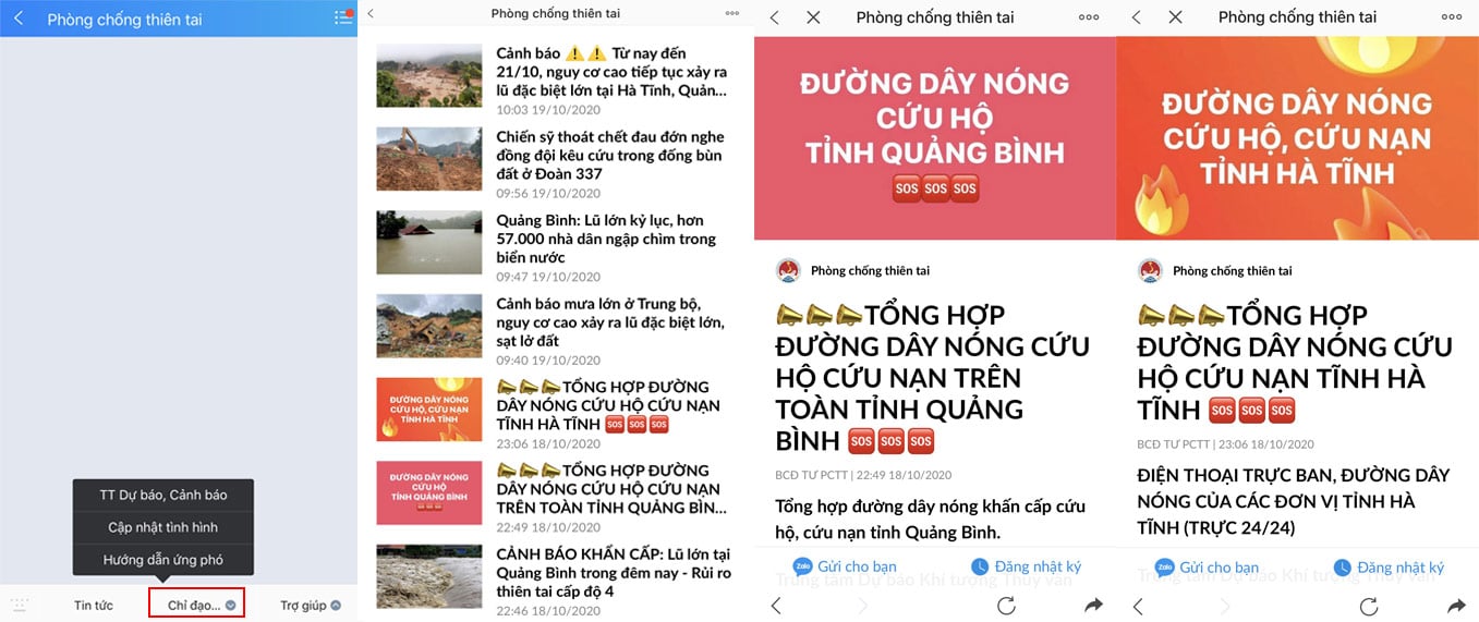 Tổng cục Phòng chống thiên tai thông tin khẩn về tình hình mưa lũ trên Zalo