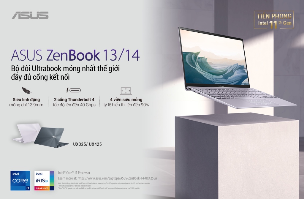 Lên kệ ASUS ZenBook 13 (UX325), ZenBook 14 (UX425), giá từ 22 triệu đồng