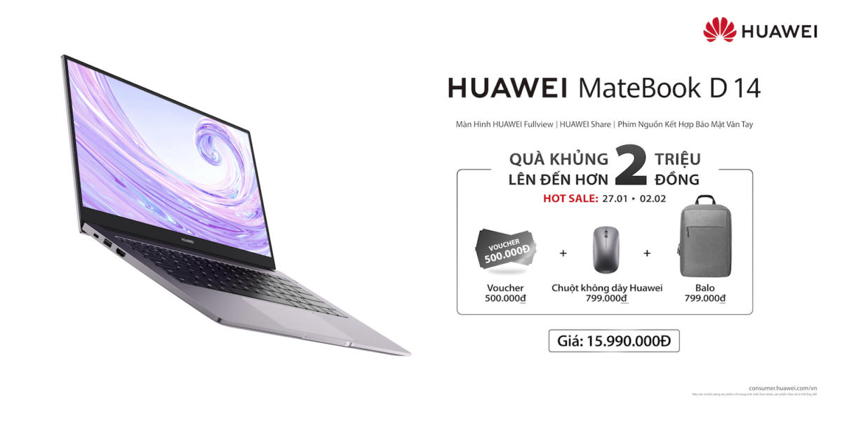 Huawei ra mắt MateBook D 14, giá 15,9 triệu đồng