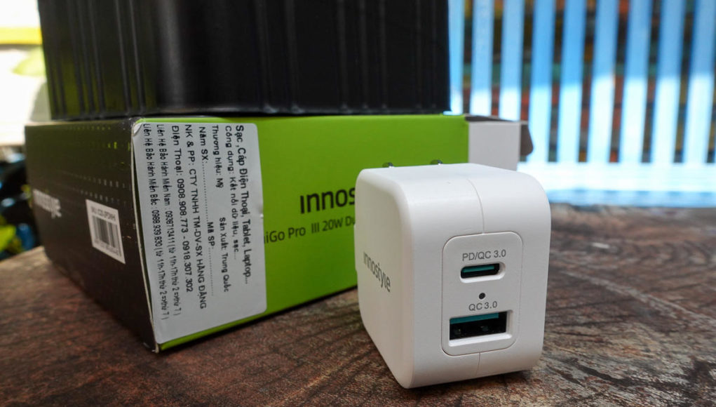 Củ sạc nhanh Innostyle Minigo Pro III 20W Dual Port PD Charger: quá gọn và tiện dụng