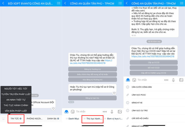 Tân Phú: Quận đầu tiên ở TP.HCM triển khai Zalo an ninh tích hợp chatbot