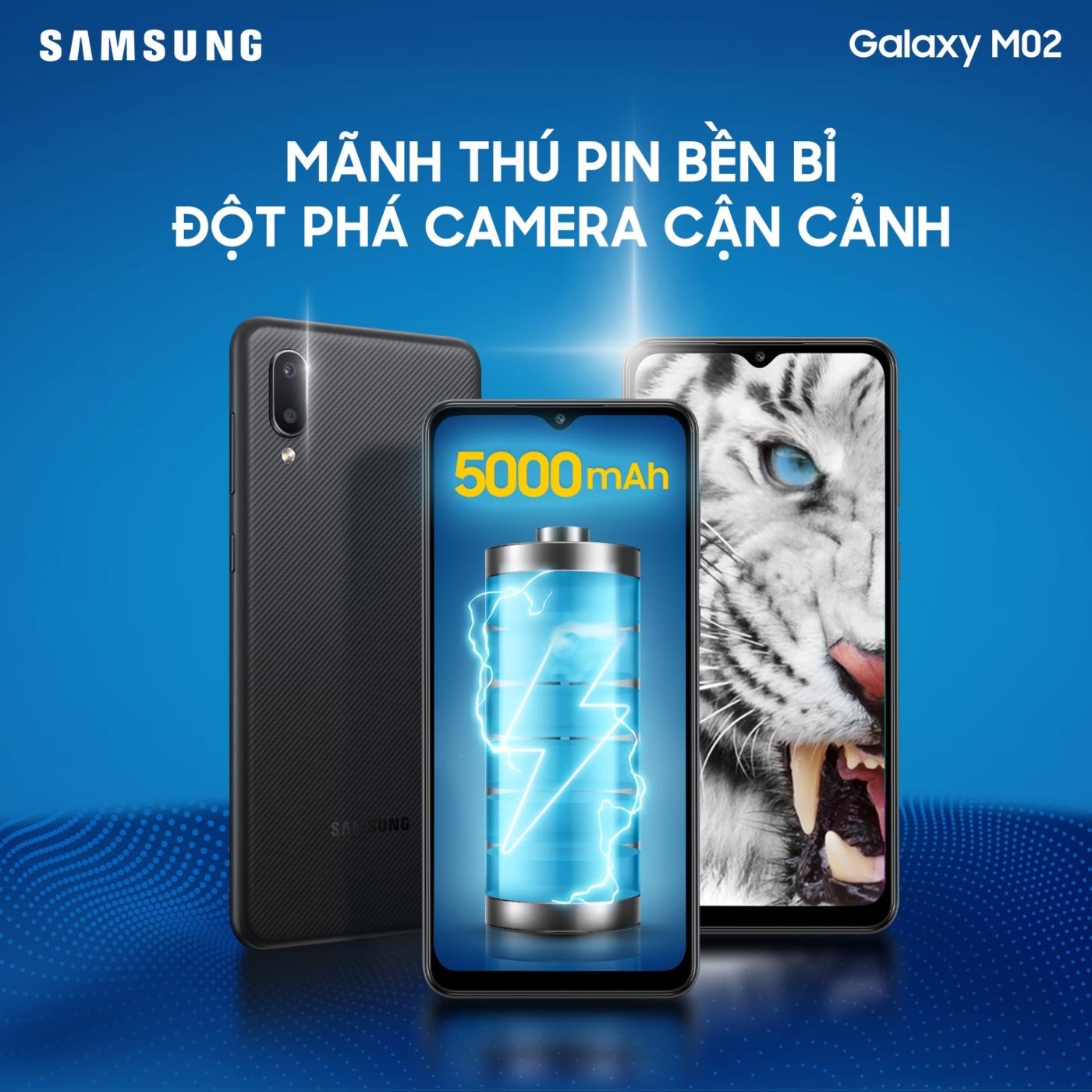 Samsung Galaxy M02 ra mắt: giá 2,4 triệu đồng, pin bền bỉ, đột phá camera Macro