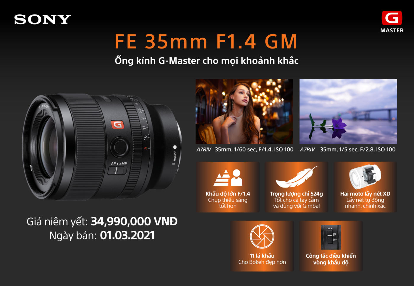 Sony ra mắt ống kính full-frame FE 35mm F1.4 GM: hình ảnh vượt trội trong thiết kế nhỏ gọn