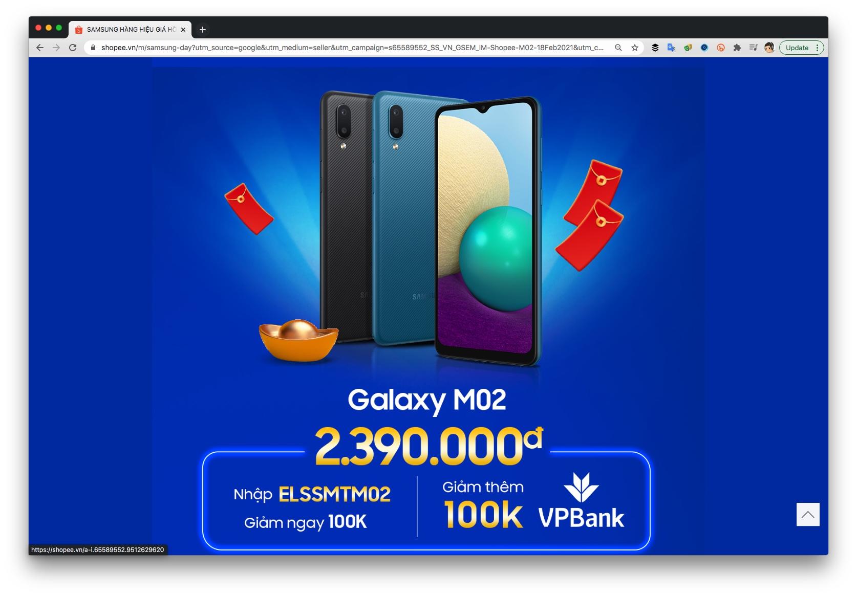 Samsung bán hơn 10.000 máy Galaxy M02 trên Shopee ngày đầu tiên