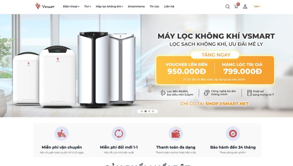 VinSmart bán máy lọc không khí và giải pháp nhà thông minh độc quyền trên vsmart online