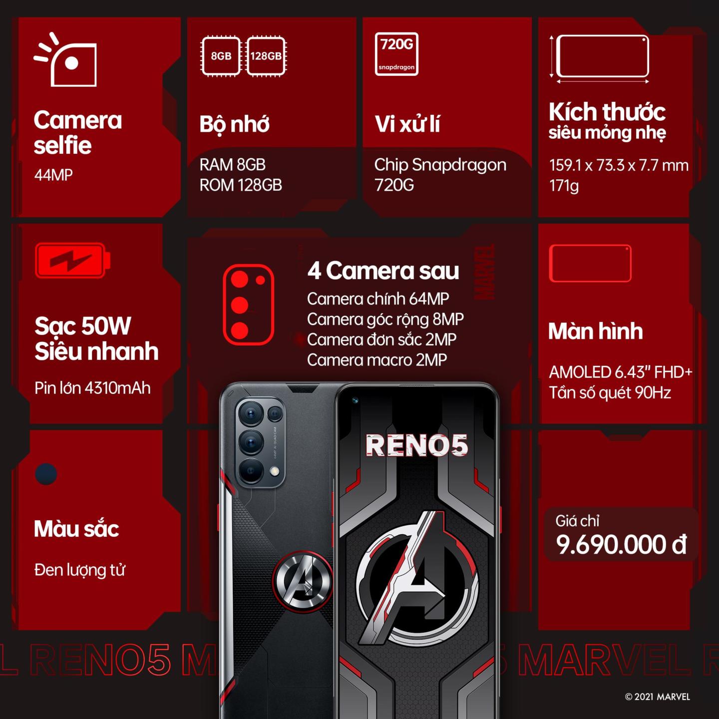 OPPO Reno5 Marvel Edition bán số lượng hạn chế tại Việt Nam