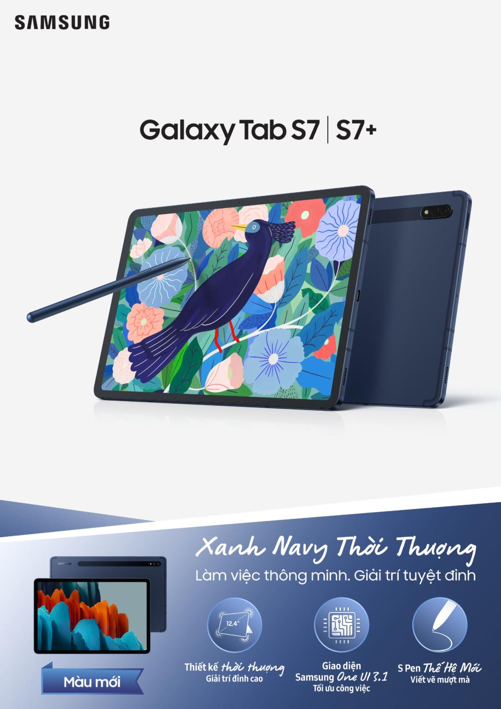 Samsung Vina ra mắt Galaxy Tab S7 và S7+ màu Xanh Navy Thời Thượng