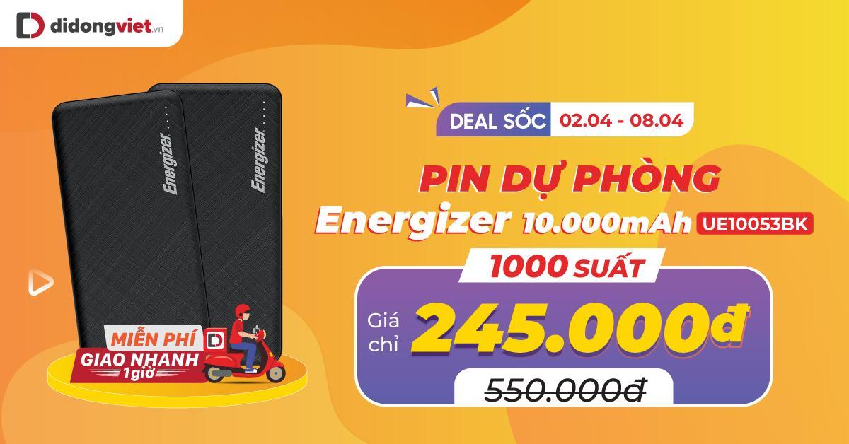 Di Động Việt bán 1000 suất mua pin dự phòng Energizer 10.000mAh UE10053 giảm 55%, chỉ còn 245.000VND