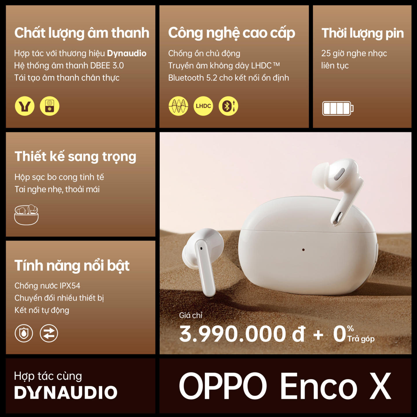 OPPO ra mắt tai nghe không dây cao cấp Enco X với sự hợp tác cùng Dynaudio