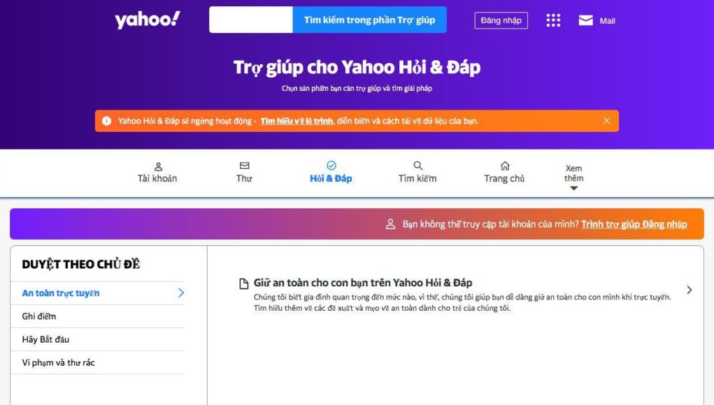 Yahoo Hỏi & Đáp sẽ đóng cửa vào đầu tháng 5