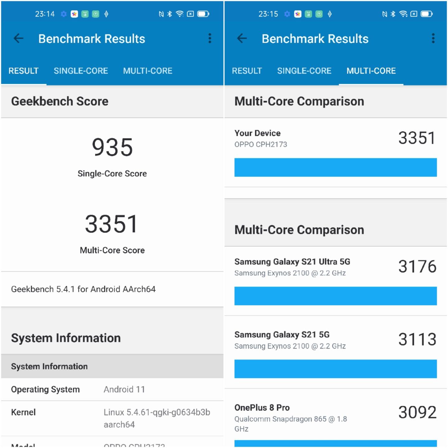 Điểm GeekBench 5 của OPPO Find X3 Pro