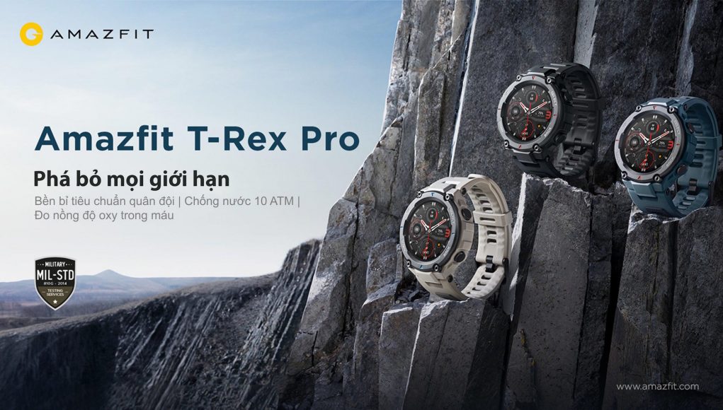 Đồng hồ thông minh Amazfit T-Rex Pro bền bỉ chuẩn quân đội, pin 18 ngày