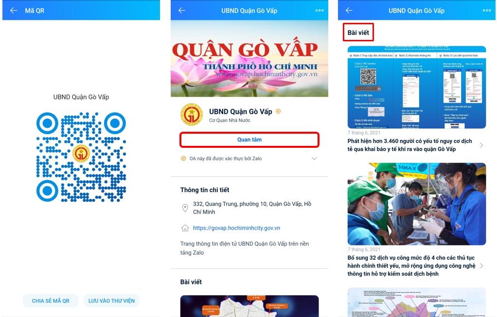 Gò Vấp, Tân Phú hướng dẫn khai báo y tế điện tử qua Zalo