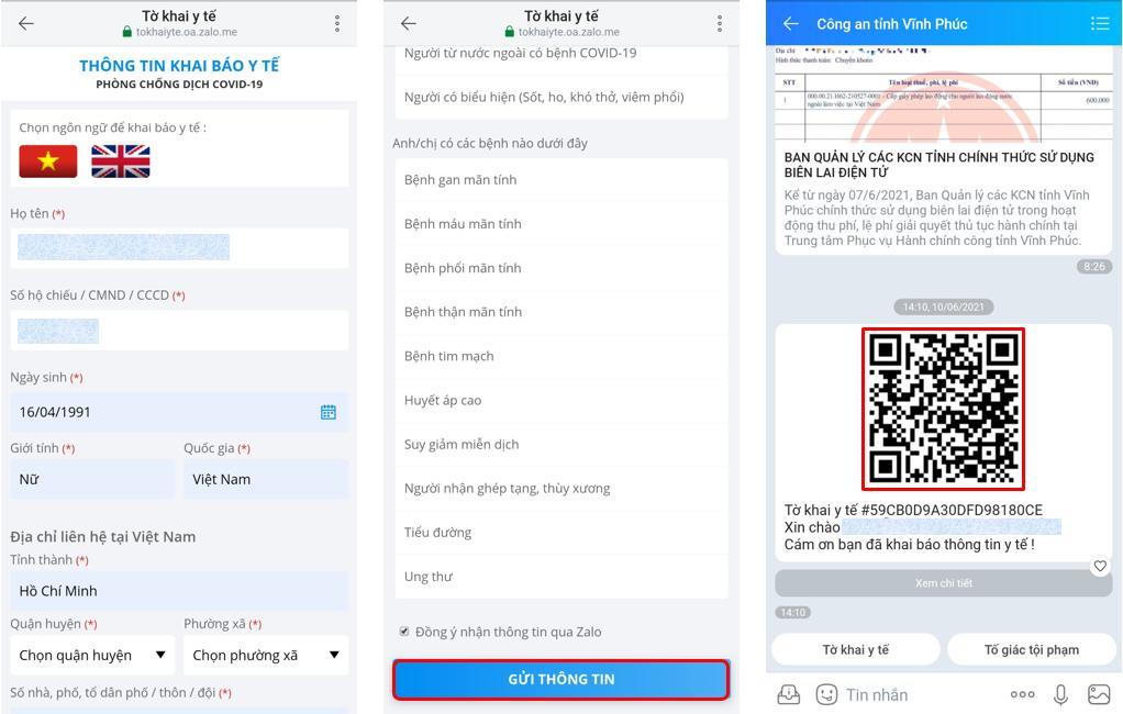 Nhận mã QR tờ khai y tế qua Zalo, giảm thao tác chụp màn hình