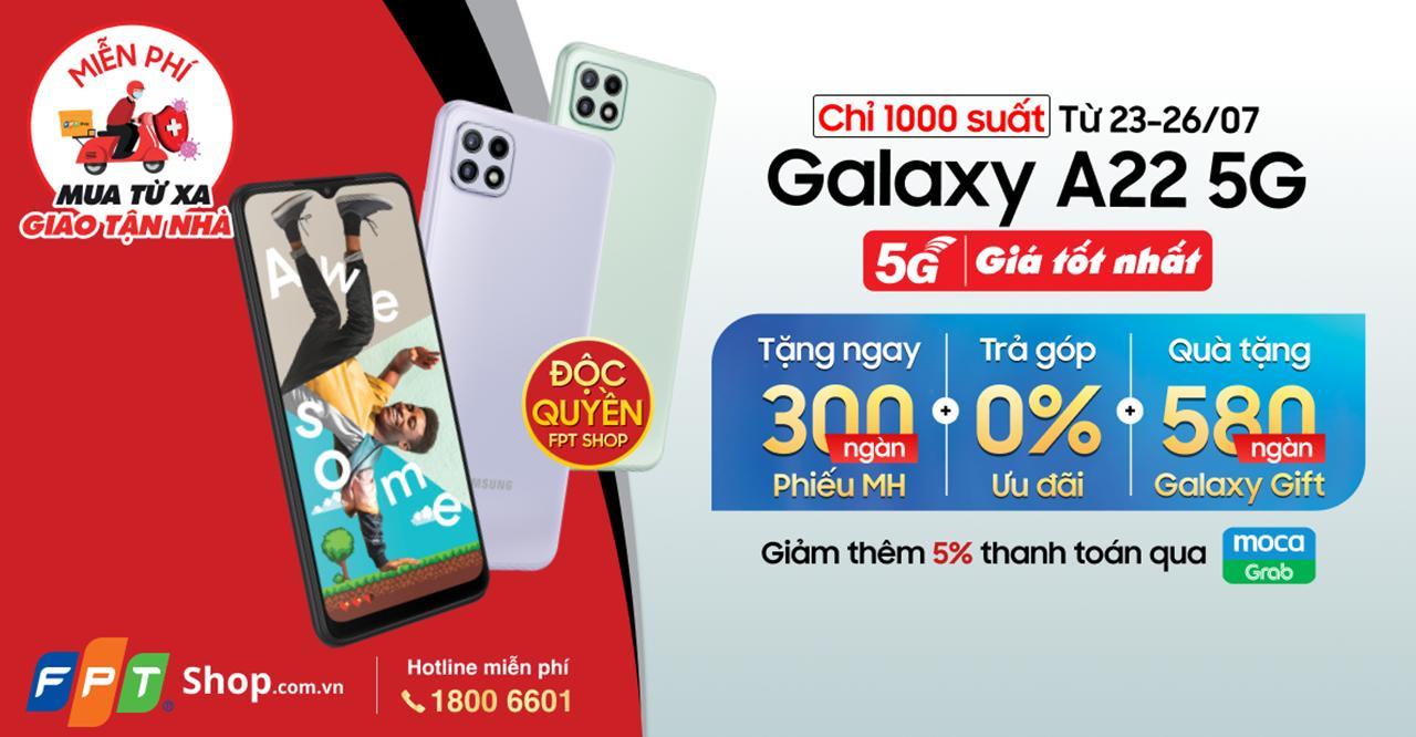 FPT Shop bán độc quyền smartphone Samsung Galaxy A22 5G 