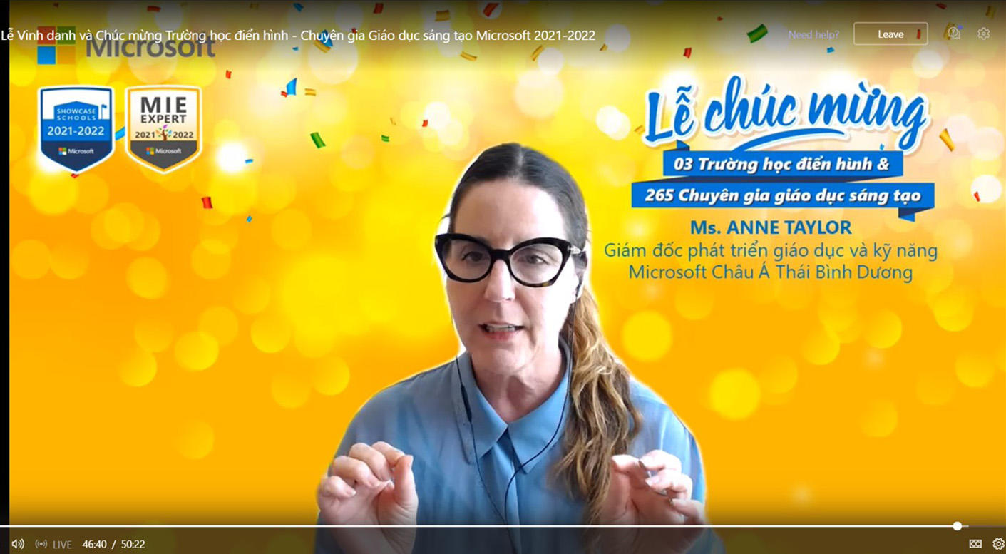 Microsoft công bố 3 trường đạt chứng nhận “Trường học Điển hình Microsoft” năm học 2021-2022