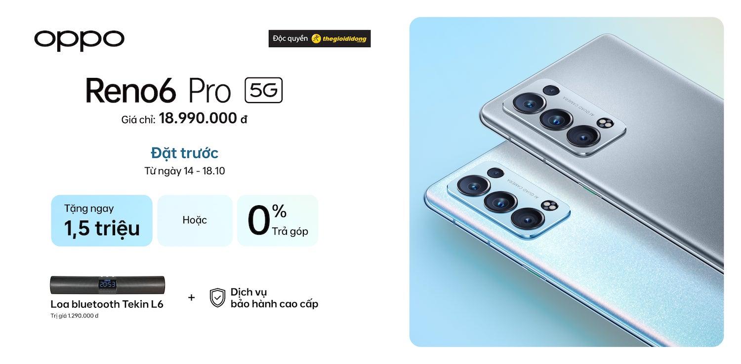 OPPO Reno6 Pro 5G bán độc quyền tại Thế Giới Di Động từ 19.10