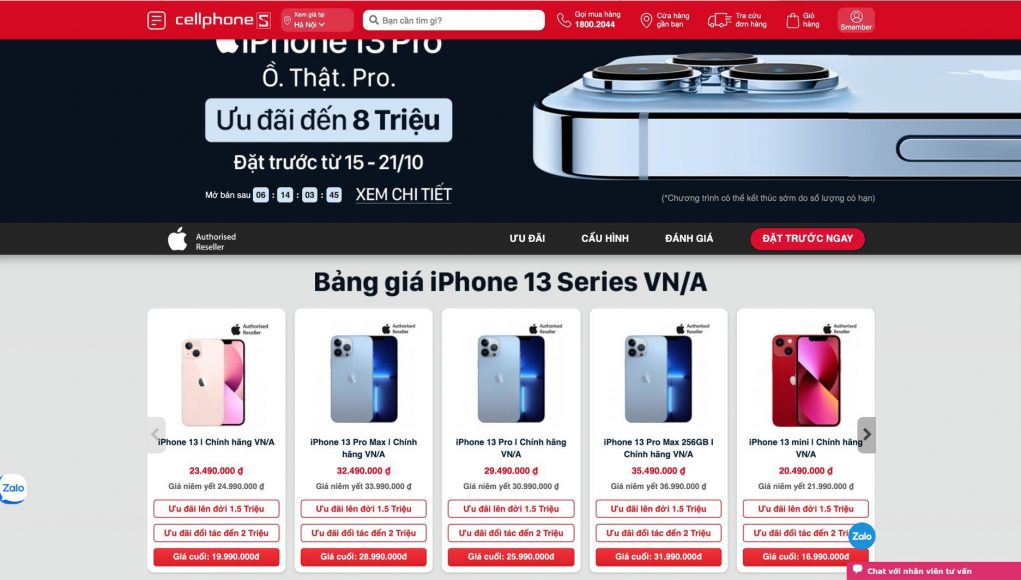 CellphoneS công bố giá mở đặt trước iPhone 13 chính hãng tại thị trường Việt Nam