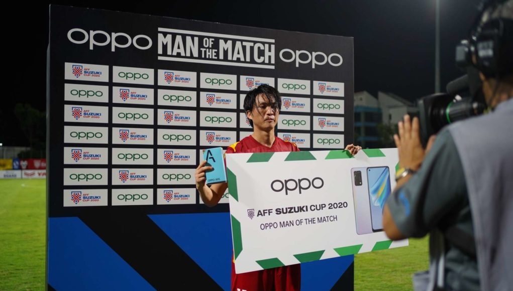 Nguyễn Tuấn Anh của tuyển Việt Nam đoạt danh hiệu 'Man of the Match' với phần thưởng OPPO A95