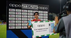 Nguyễn Tuấn Anh của tuyển Việt Nam đoạt danh hiệu 'Man of the Match' với phần thưởng OPPO A95