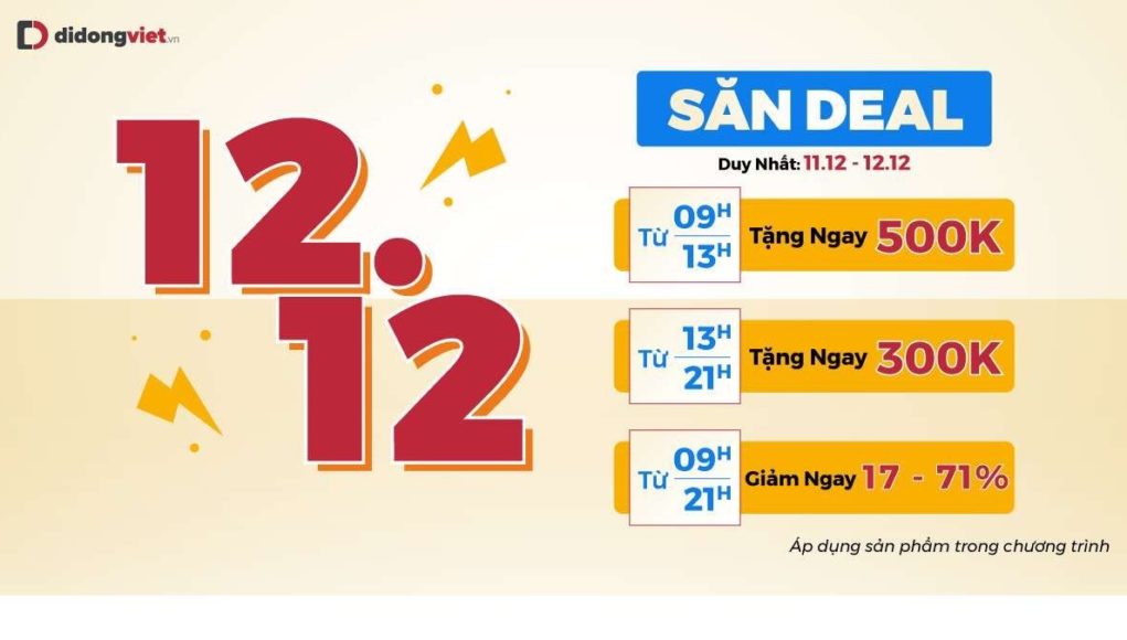 Ngày hội săn deal 12.12 tại Di Động Việt - Sale to chưa từng có