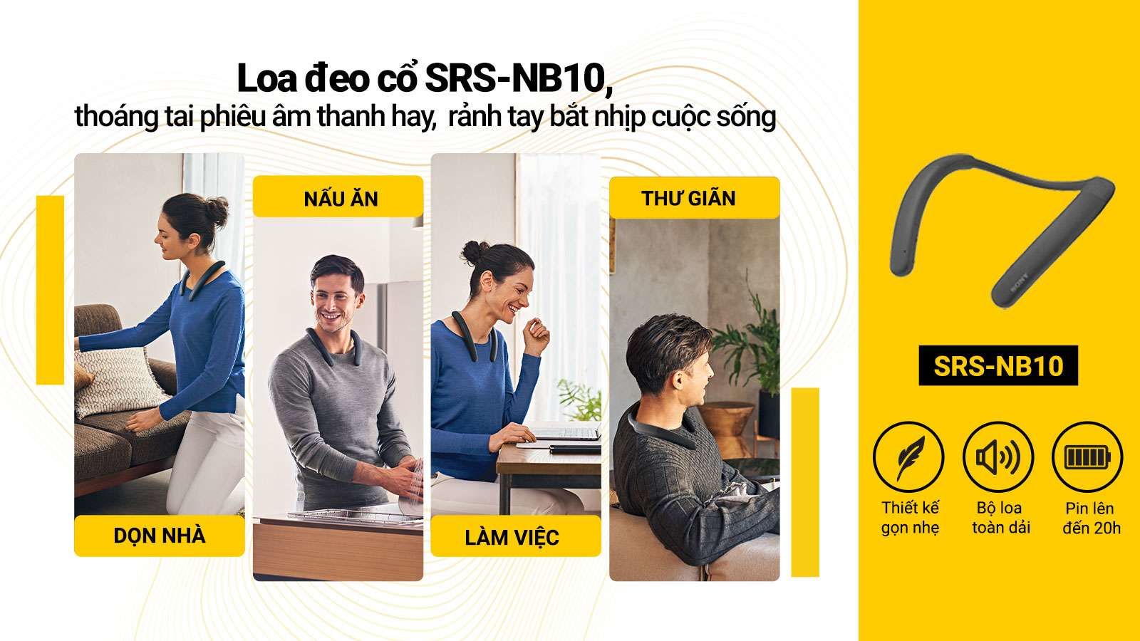 Sony SRS-NB10: loa đeo cổ không dây thoải mái, âm thanh chất lượng cao