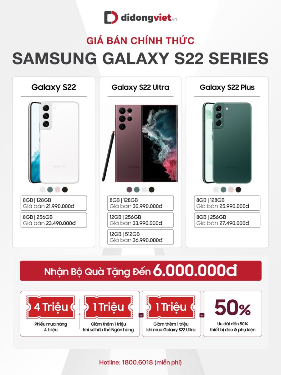 Di Động Việt mở đặt trước Galaxy S22 series, nhận quà đến 7 triệu đồng