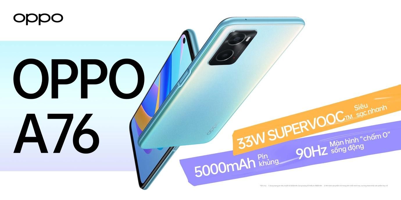 OPPO A76 ra mắt: sạc nhanh nhất phân khúc, giá 6 triệu đồng