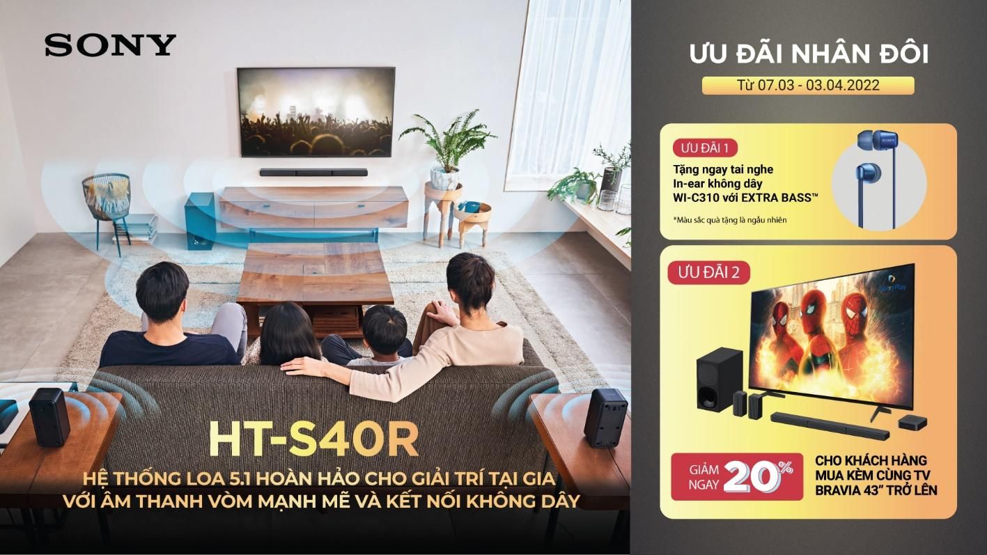 Ra mắt hệ thống âm thanh 5.1 kênh Sony HT-S40R