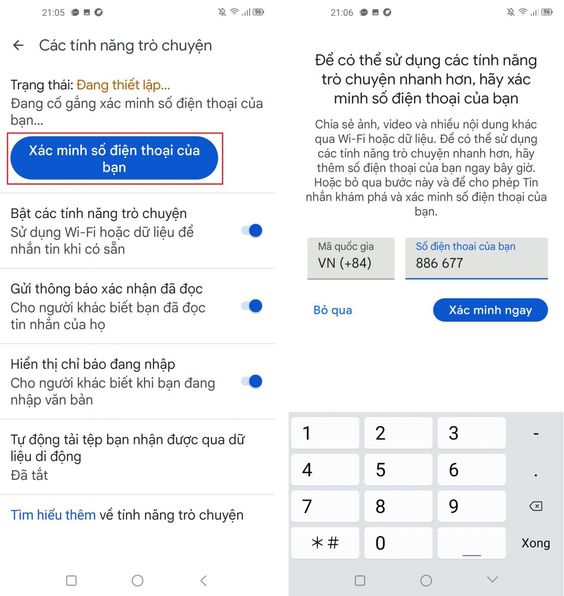 Nhắn tin miễn phí giống iMessages trên điện thoại Android