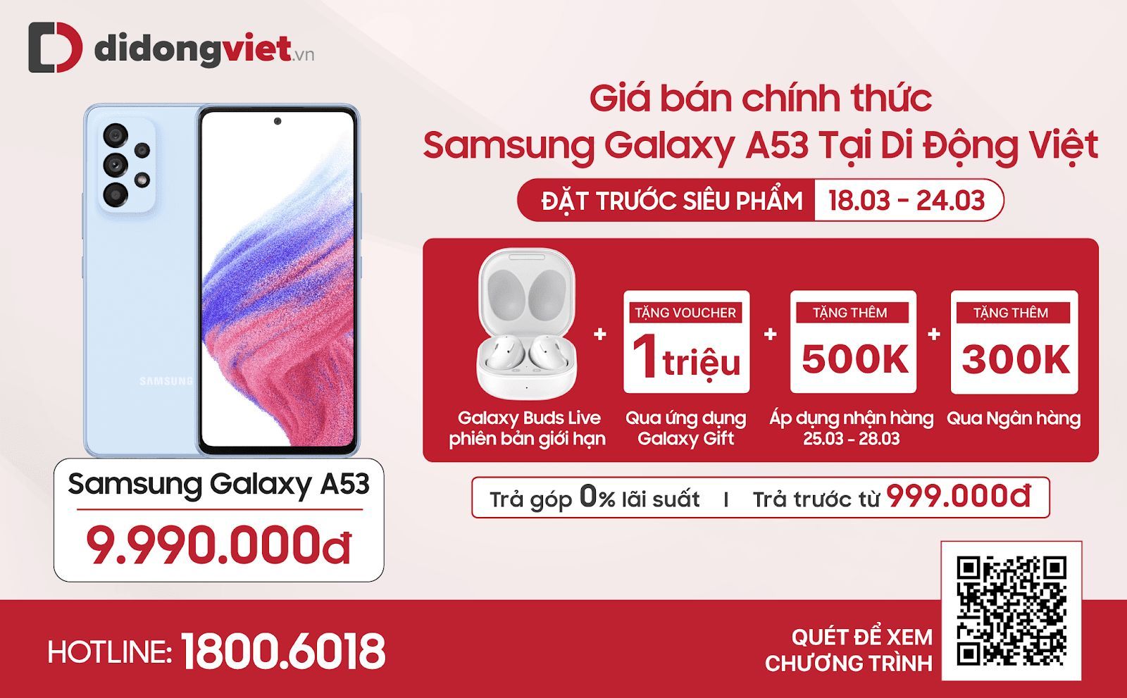 Samsung Galaxy A53 5G ra mắt, giá 9,99 triệu đồng tặng kèm bộ quà tặng trị giá đến 3,8 triệu đồng khi đặt trước