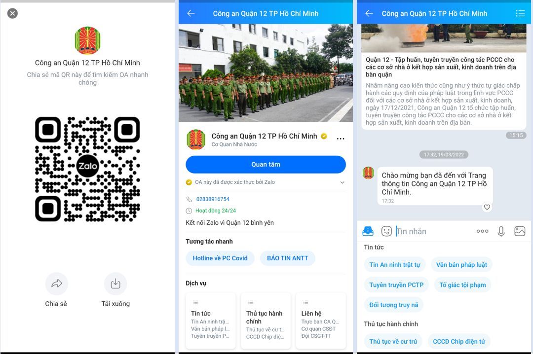 Công An Quận 12 ứng dụng Zalo chatbot trong phòng ngừa tội phạm và cải cách hành chính