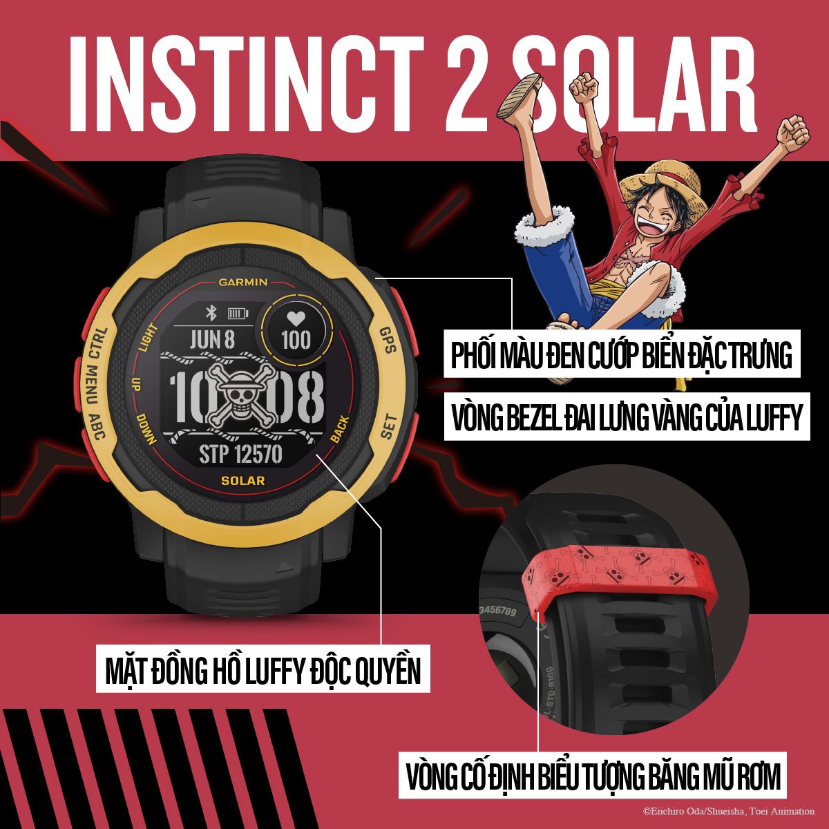 Garmin ra mắt đồng hồ thông minh Instinct 2 Solar ONE PIECE phiên bản châu Á