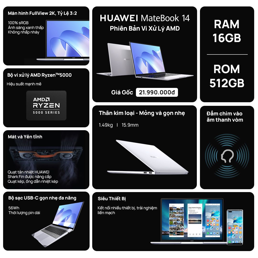 HUAWEI MateBook 14 có thêm bản vi xử lý AMD