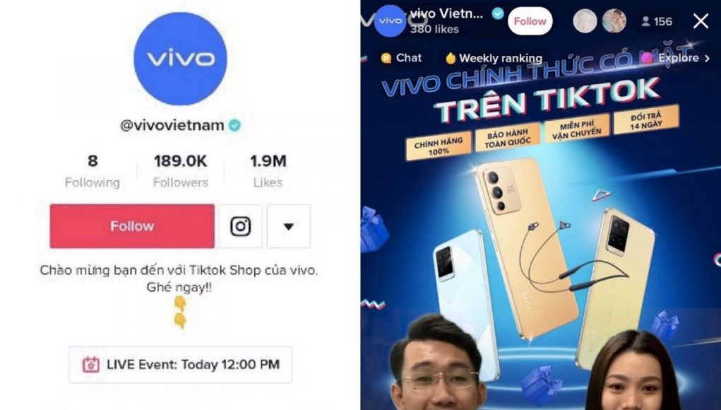 Vivo mở kênh bán hàng trực tuyến TikTok Shop